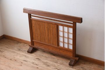 高級杉材製!和製アンティークの障子入り衝立(パーテーション)