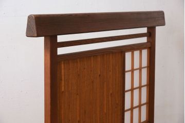 高級杉材製!和製アンティークの障子入り衝立(パーテーション)