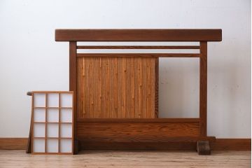 高級杉材製!和製アンティークの障子入り衝立(パーテーション)