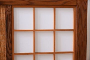 高級杉材製!和製アンティークの障子入り衝立(パーテーション)