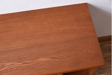 レトロ家具　タモ材製!レトロな和製アンティークの片袖机(デスク)