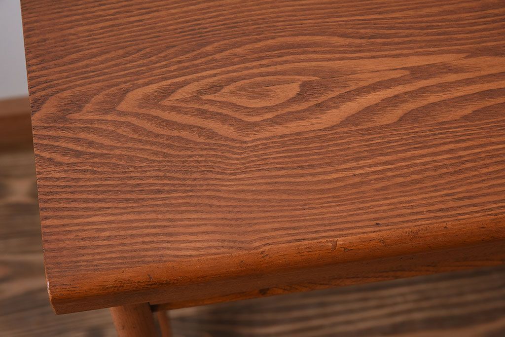 レトロ家具　タモ材製!レトロな和製アンティークの片袖机(デスク)