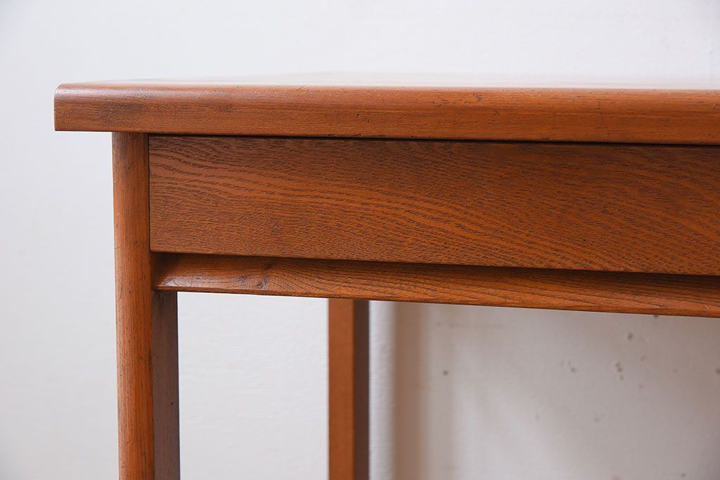 レトロ家具　タモ材製!レトロな和製アンティークの片袖机(デスク)