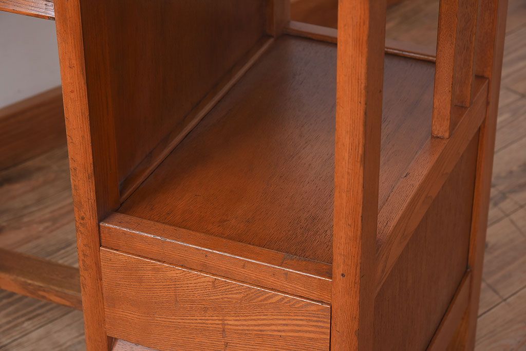 レトロ家具　タモ材製!レトロな和製アンティークの片袖机(デスク)