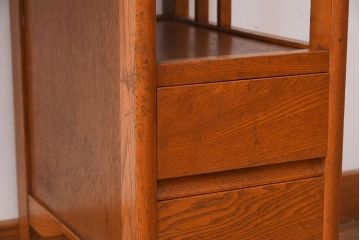 レトロ家具　タモ材製!レトロな和製アンティークの片袖机(デスク)