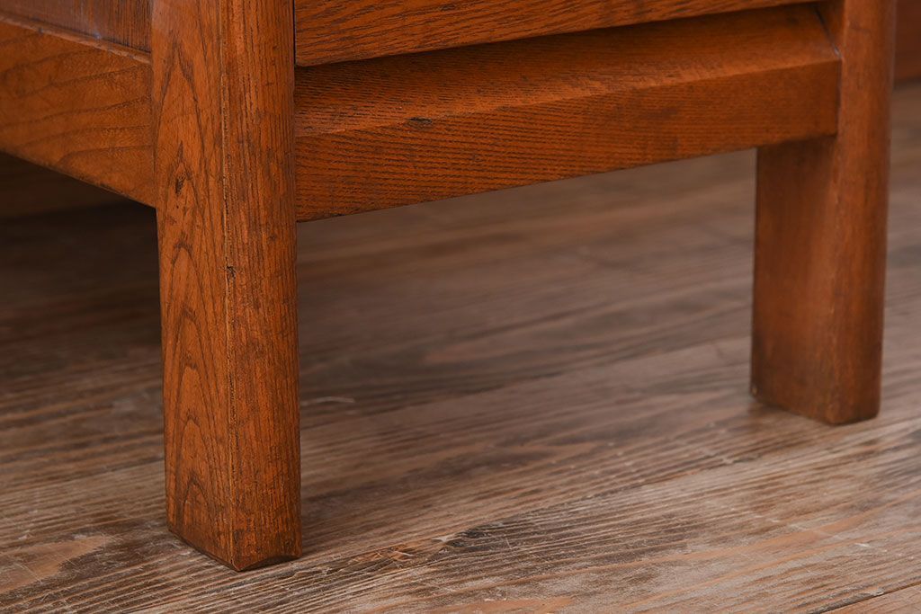 レトロ家具　タモ材製!レトロな和製アンティークの片袖机(デスク)