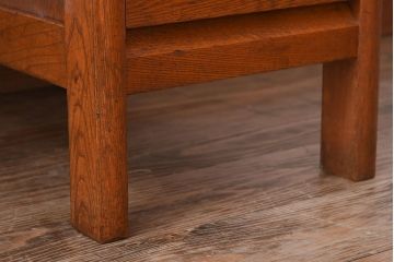 レトロ家具　タモ材製!レトロな和製アンティークの片袖机(デスク)