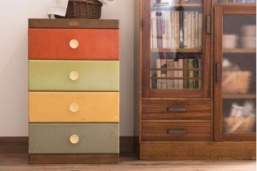 レトロ家具　昭和レトロ!カラフルなアンティークチェスト(引き出し)