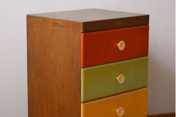 レトロ家具　昭和レトロ!カラフルなアンティークチェスト(引き出し)
