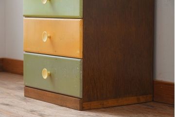 レトロ家具　昭和レトロ!カラフルなアンティークチェスト(引き出し)