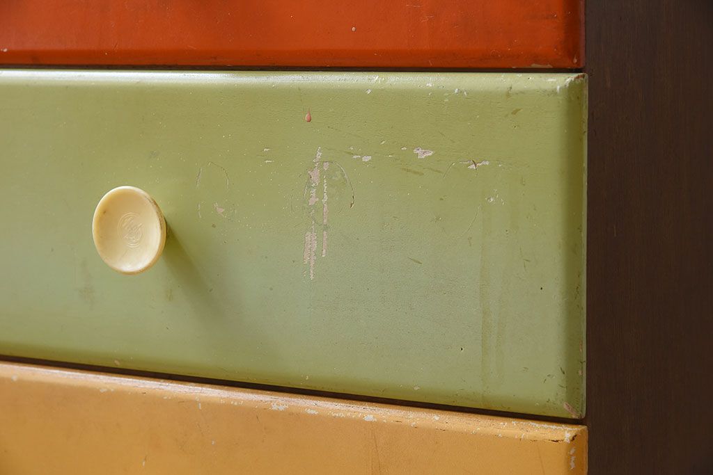 レトロ家具　昭和レトロ!カラフルなアンティークチェスト(引き出し)