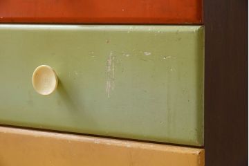 レトロ家具　昭和レトロ!カラフルなアンティークチェスト(引き出し)