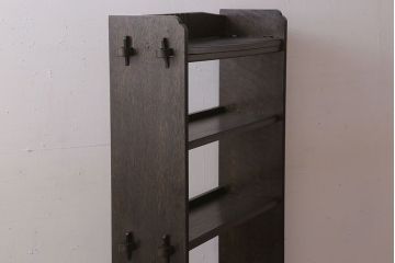 レトロ家具　ラワン材製　古い木のレトロな楔(くさび)式本棚(ディスプレイラック)