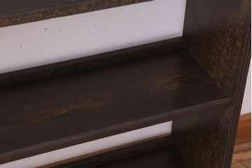 レトロ家具　ラワン材製　古い木のレトロな楔(くさび)式本棚(ディスプレイラック)