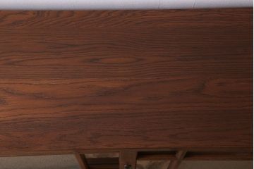 アンティーク家具　ナラ材製!色ガラスとダイヤガラス入りのサイドキャビネット(サイドボード)