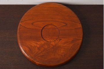 アンティーク雑貨　和製アンティーク　欅材!漆塗りが美しい古い木製丸盆(3)