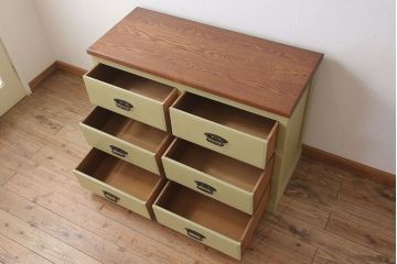 レトロ家具　ナラ材製!レトロなペイントチェスト