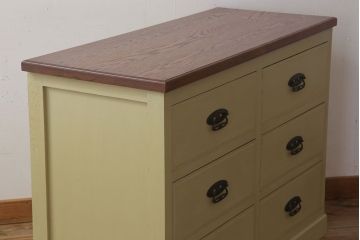 レトロ家具　ナラ材製!レトロなペイントチェスト