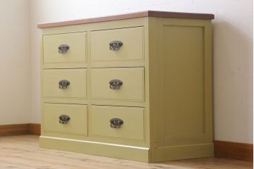 レトロ家具　ナラ材製!レトロなペイントチェスト