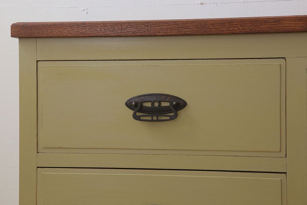 レトロ家具　ナラ材製!レトロなペイントチェスト