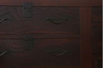 アンティーク家具　六尺　古民具・骨董　漆が美しい明治期の収納箪笥サイドボード(水屋箪笥)
