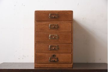 レトロ家具　ナラ材製!レトロかわいいアンティーク小引き出し(1)