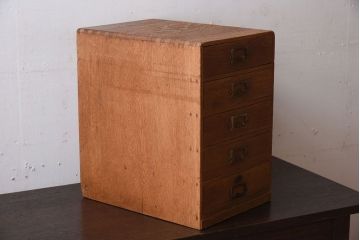 レトロ家具　ナラ材製!レトロかわいいアンティーク小引き出し(1)