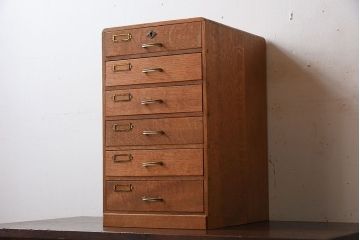 レトロ家具　ナラ材製!レトロかわいいアンティーク小引き出し(2)