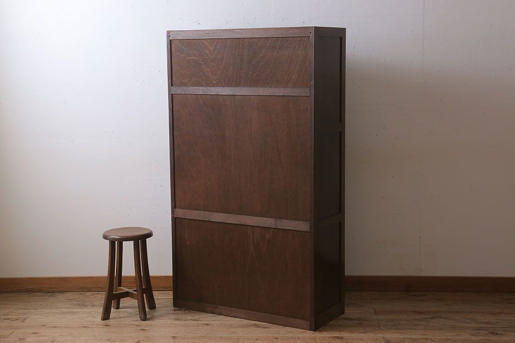 アンティーク家具　樺材製　モールガラス入りアンティーク本箱