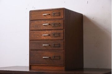 レトロ家具　ナラ材製!レトロかわいいアンティーク小引き出し(3)