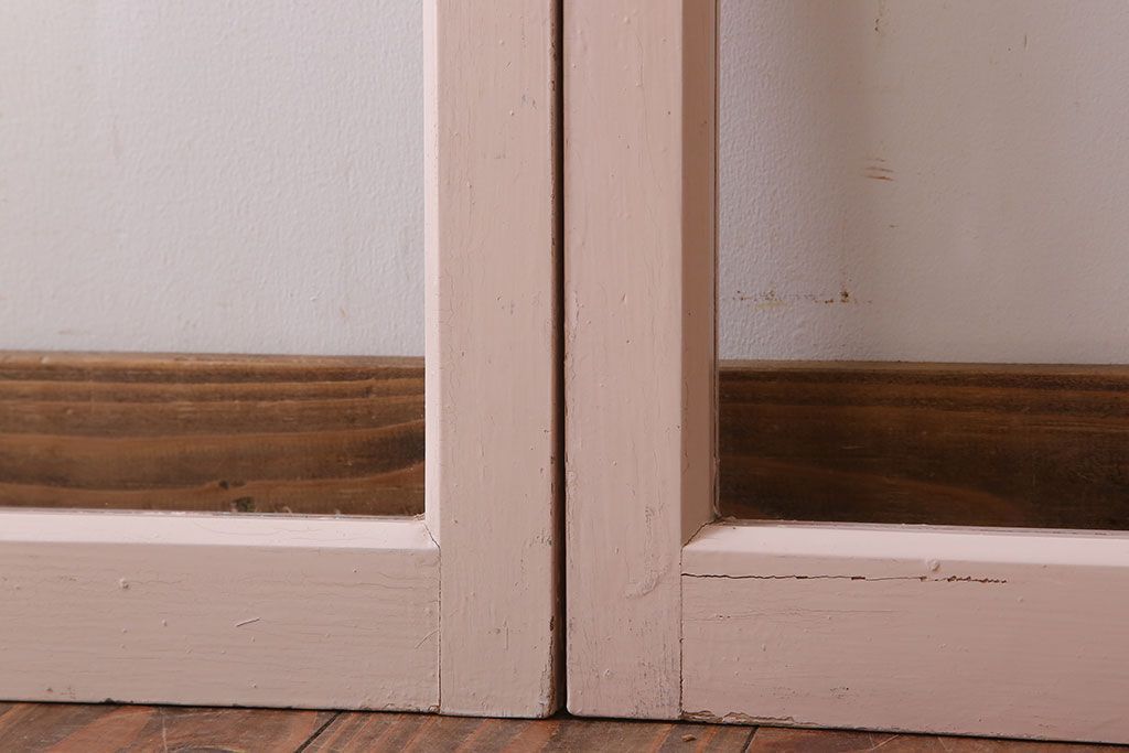 オリジナルペイント　檜材製のガラス戸2枚セット(引き戸・窓)(1)