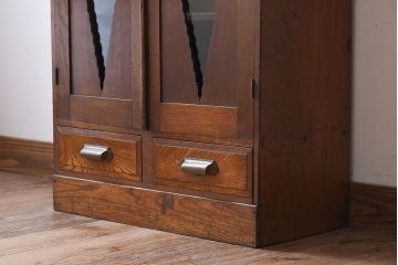 レトロ家具　栓材製　和製アンティーク　ハートモチーフのレトロかわいい本箱(ブックケース)