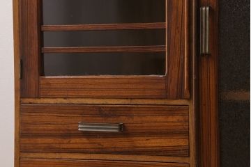 レトロ家具　昭和レトロ　ダイヤガラス入り!古い木製の小ぶりな本箱(ブックケース)(2)