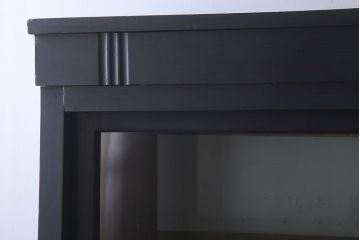 アンティーク家具　大正ロマン　ナラ材製!アンティーク両面ガラスの収納棚