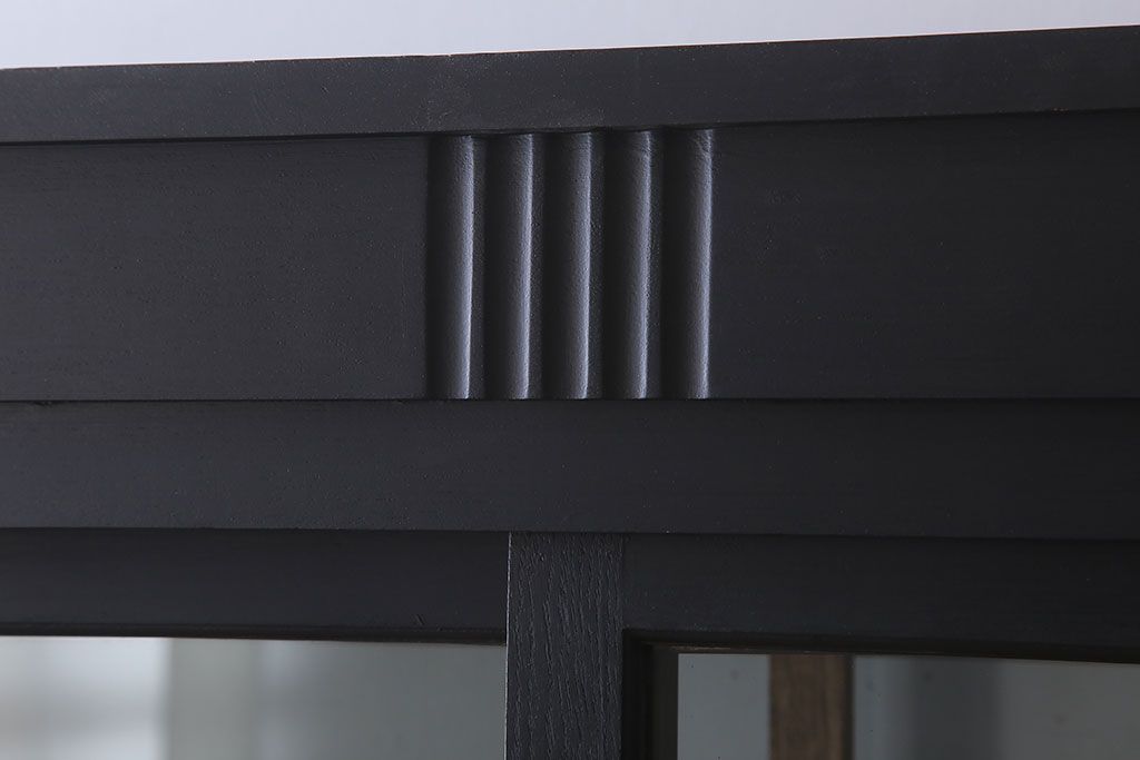 アンティーク家具　大正ロマン　ナラ材製!アンティーク両面ガラスの収納棚