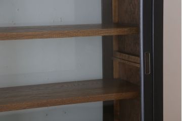 アンティーク家具　大正ロマン　ナラ材製!アンティーク両面ガラスの収納棚