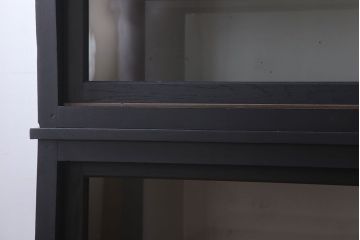 アンティーク家具　大正ロマン　ナラ材製!アンティーク両面ガラスの収納棚