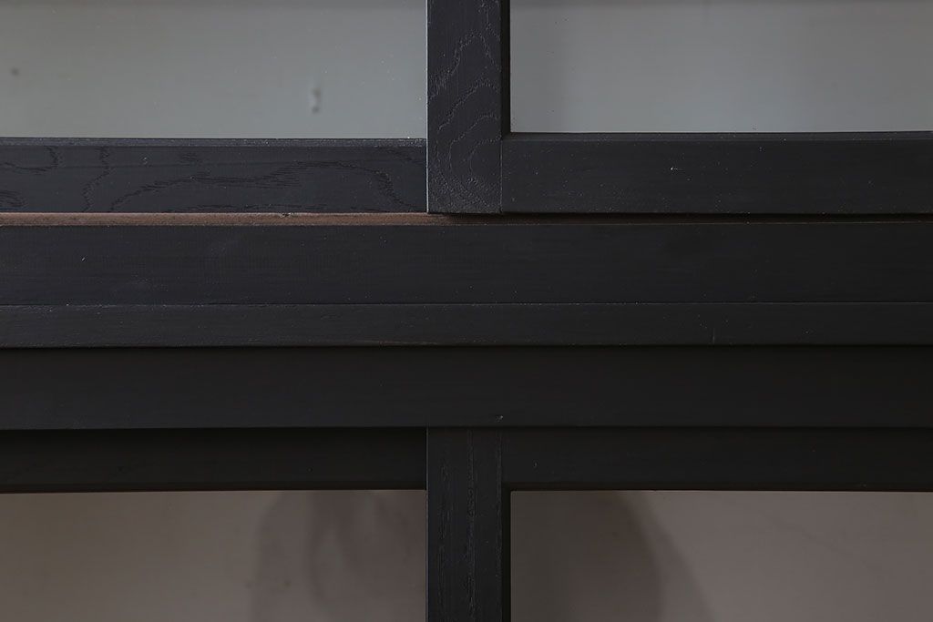 アンティーク家具　大正ロマン　ナラ材製!アンティーク両面ガラスの収納棚