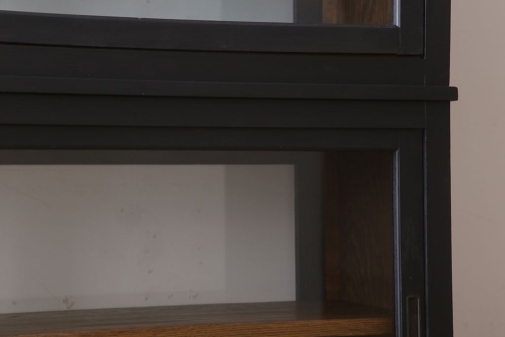 アンティーク家具　大正ロマン　ナラ材製!アンティーク両面ガラスの収納棚