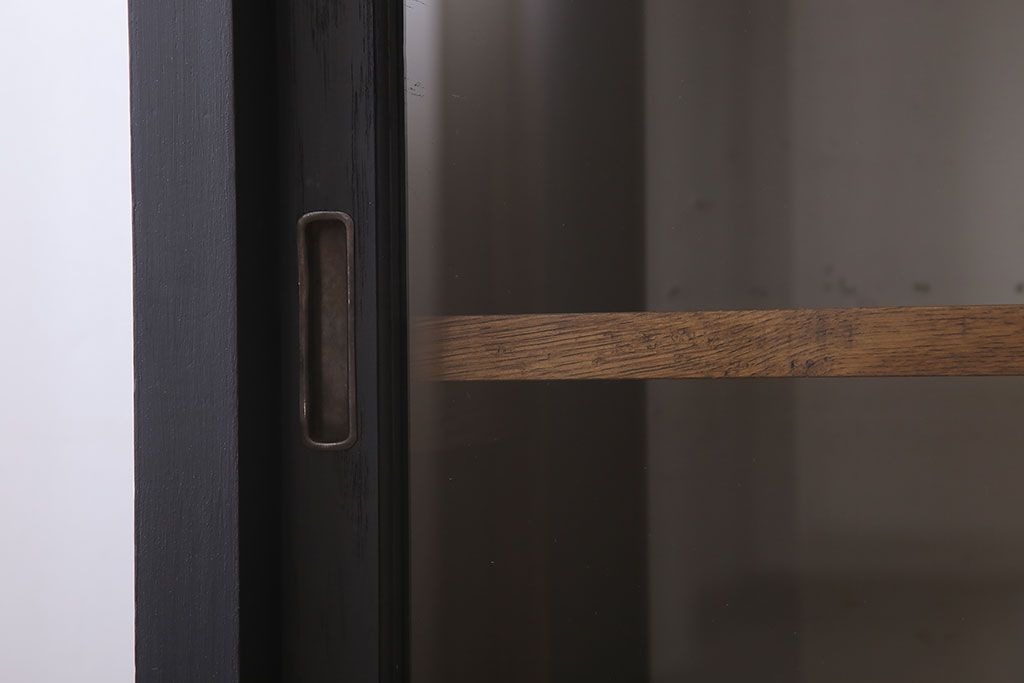 アンティーク家具　大正ロマン　ナラ材製!アンティーク両面ガラスの収納棚