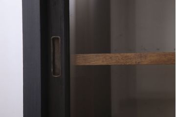 アンティーク家具　大正ロマン　ナラ材製!アンティーク両面ガラスの収納棚