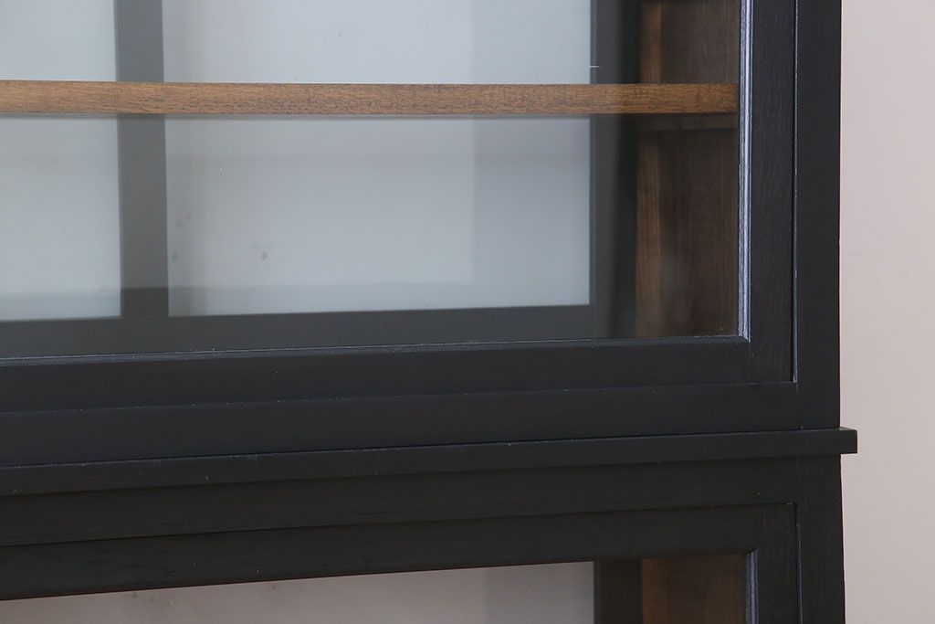アンティーク家具　大正ロマン　ナラ材製!アンティーク両面ガラスの収納棚