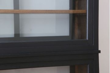 アンティーク家具　大正ロマン　ナラ材製!アンティーク両面ガラスの収納棚