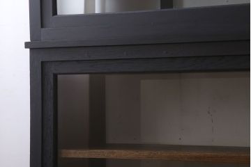 アンティーク家具　大正ロマン　ナラ材製!アンティーク両面ガラスの収納棚