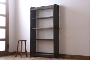 レトロ家具　ラワン材製　古い木のレトロな楔(くさび)式本棚(ディスプレイラック)(2)