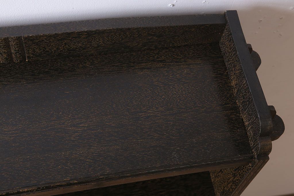 レトロ家具　ラワン材製　古い木のレトロな楔(くさび)式本棚(ディスプレイラック)(2)