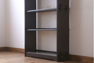 レトロ家具　ラワン材製　古い木のレトロな楔(くさび)式本棚(ディスプレイラック)(2)