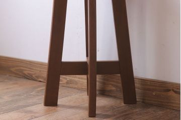 アンティーク家具　古いブナ材製のクッション座面丸スツール(1)