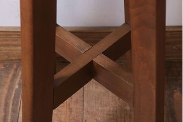 アンティーク家具　古いブナ材製のクッション座面丸スツール(1)