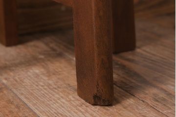 アンティーク家具　古いブナ材製のクッション座面丸スツール(2)